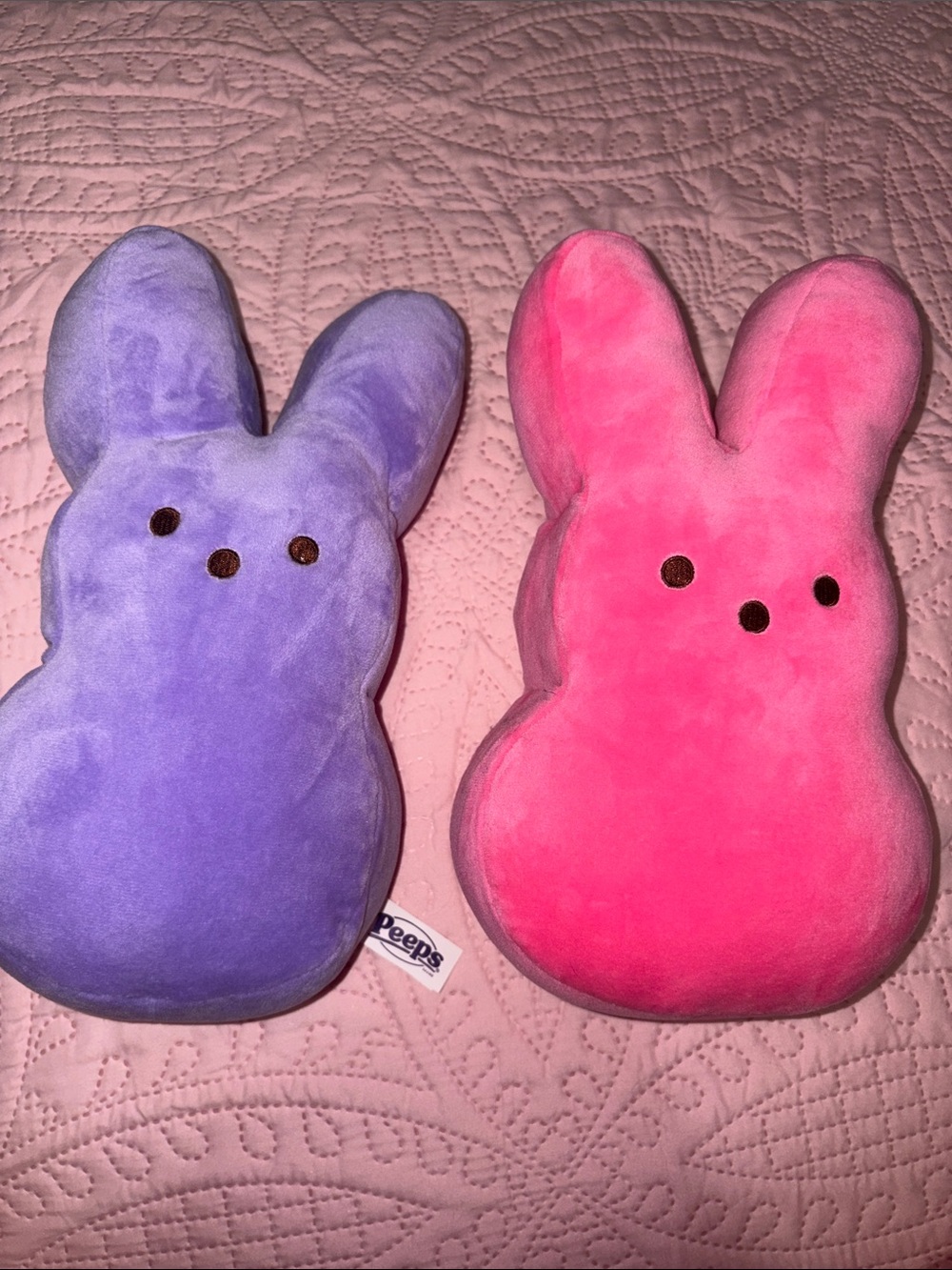 Peeps Plush Bunny Duo - Purple and Pink Soft Stuffed Rabbits